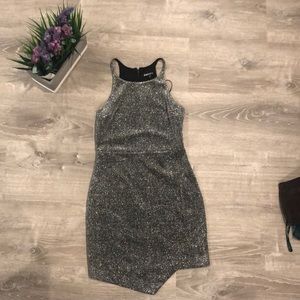 EXPRESS Metallic Asymmetrical Hem Dress